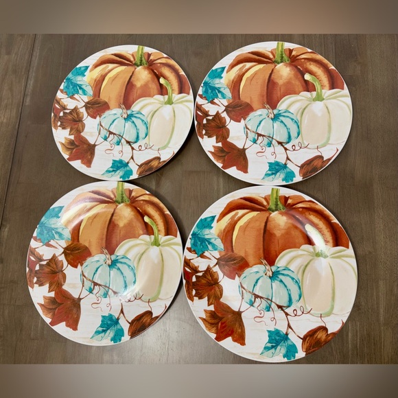 Royal Norfolk Dinner Plate Set of 4 Stoneware 10.5” Fall Pumpkin Pumpkin vintage - Picture 1 of 6